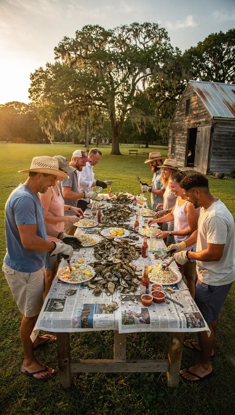 Шеф-повар, демонстрирующий традиционные южные блюда во время кулинарного мастер-класса на свежем воздухе.